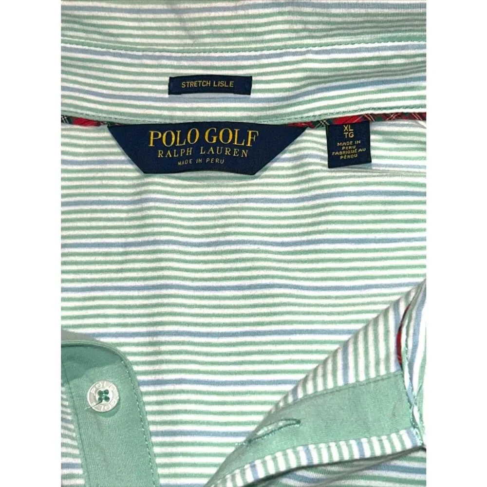 Ralph Lauren POLO GOLF Green /Gray Striped Shirt Size XL Gently Used